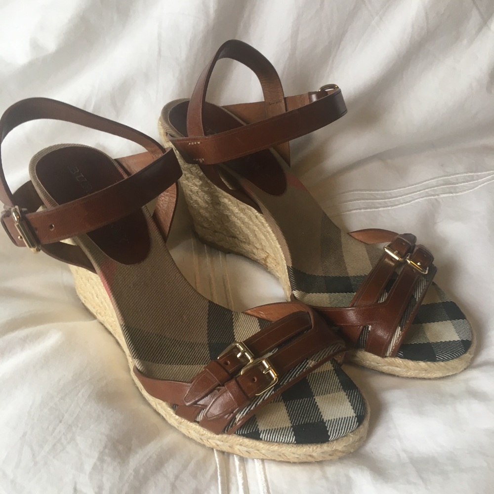 Burberry Wedge Espadrille Sandals | Size 9